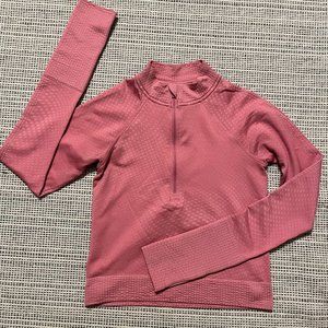 Lululemon Pink Cropped Half Zip Long Sleeve Shirt Size 2